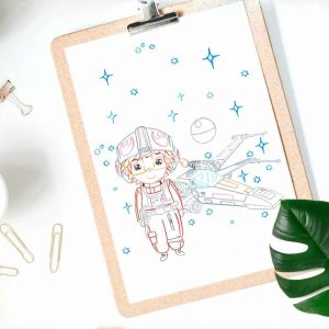 Pack lámina para colorear Mini Luke Skywalker
