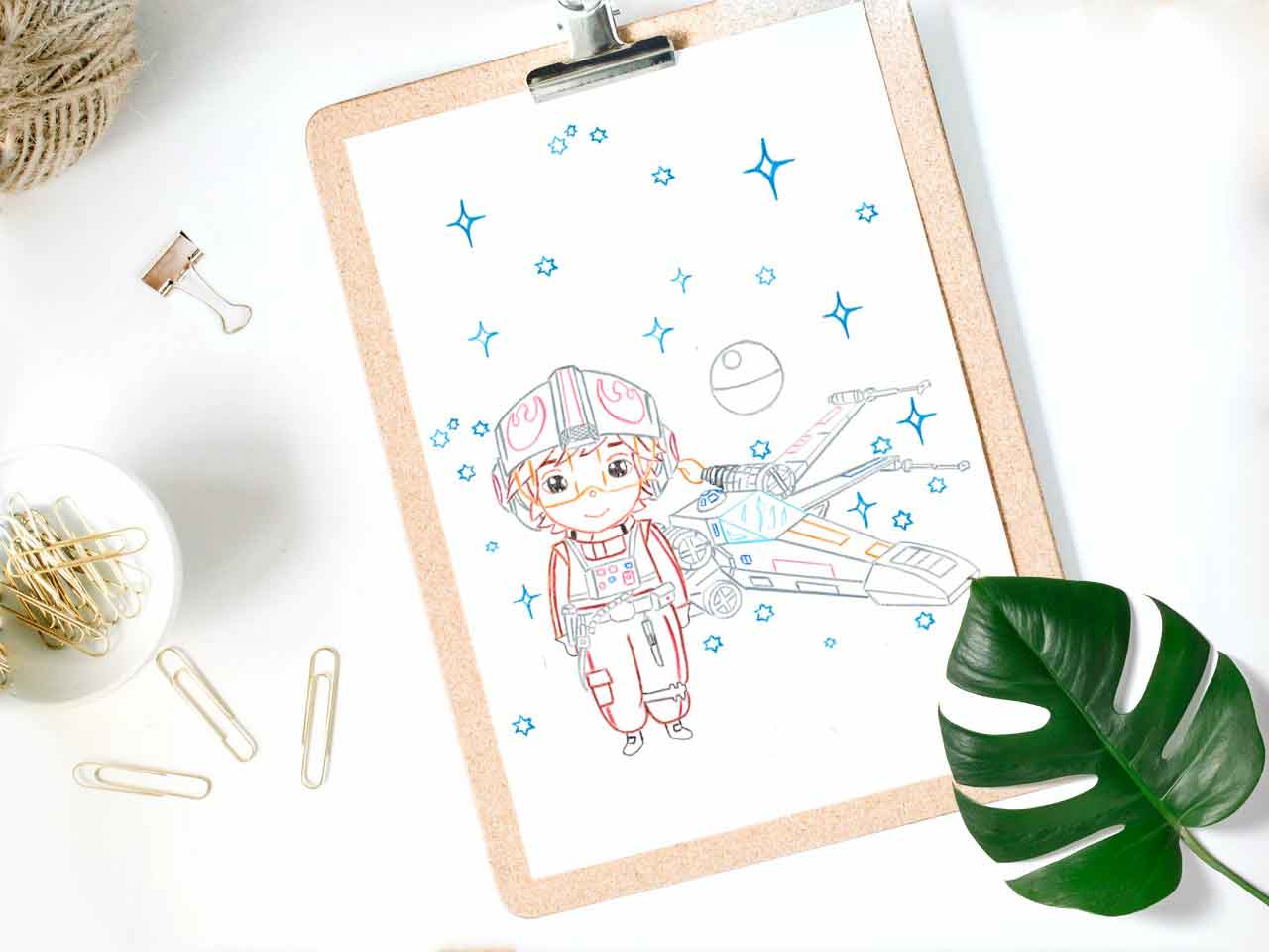 Pack lámina para colorear Mini Luke Skywalker
