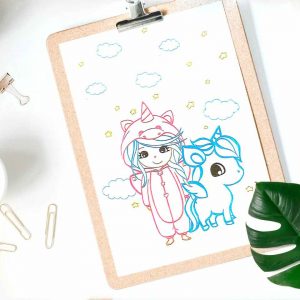 Pack lámina para colorear Aniet Unicornio