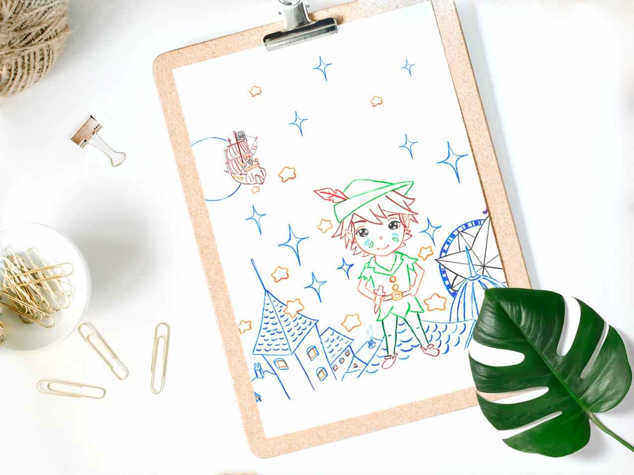 Pack lámina para colorear Peter Pan