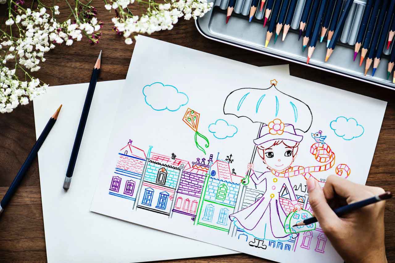 Pack lámina para colorear Mary Poppins